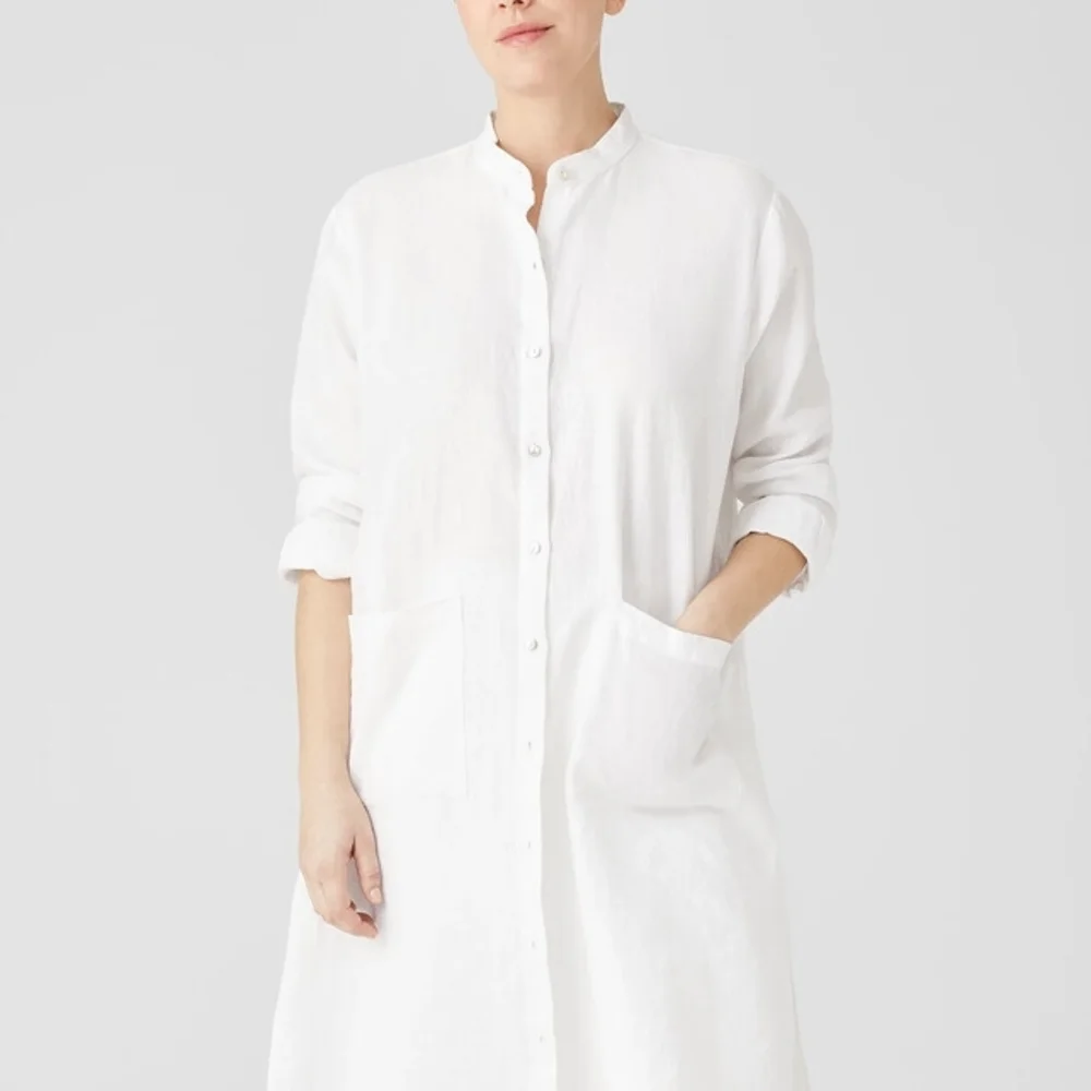 eileen fisher organic linen dress Organic Linen Classic Collar Shirtdress